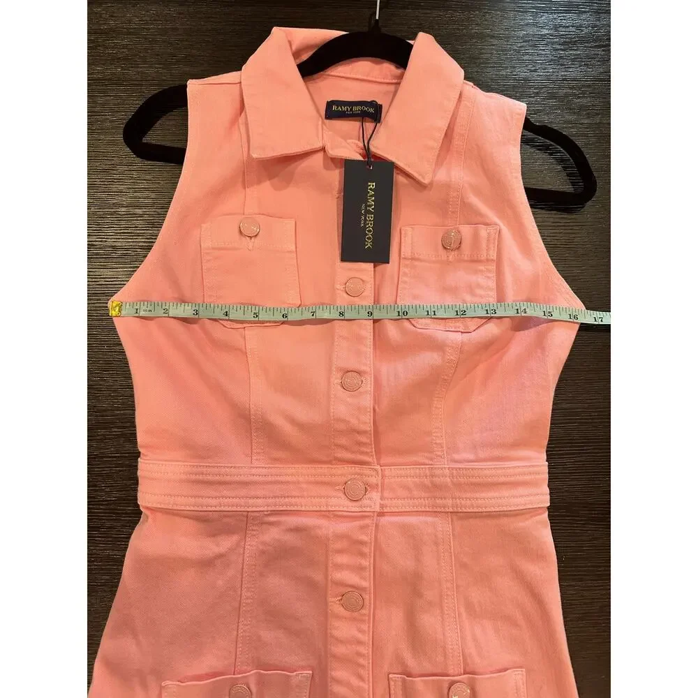 Ramy Brook Katalina Coated Denim Utility Minidress Pink sz 26